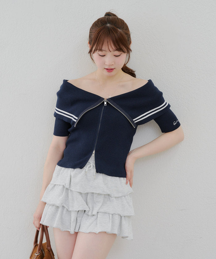ナイスクラップ NICE CLAUP ライン入りWZIPポロ （BRD） BRD