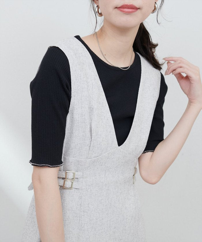 ナイスクラップ NICE CLAUP 【natural couture】ボールトリム細リブカットトップス （RM） RM