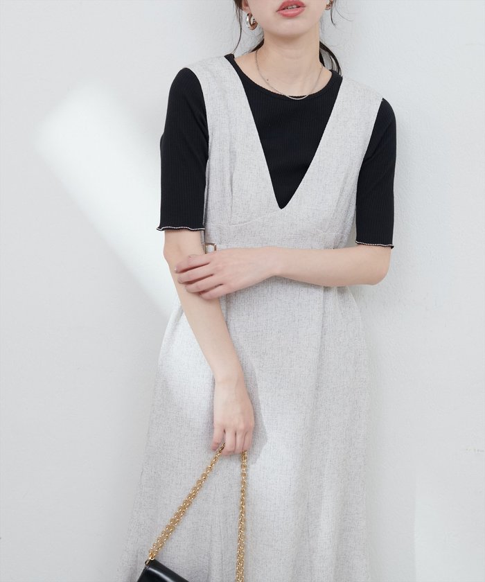 ナイスクラップ NICE CLAUP 【natural couture】ボールトリム細リブカットトップス （RM） RM