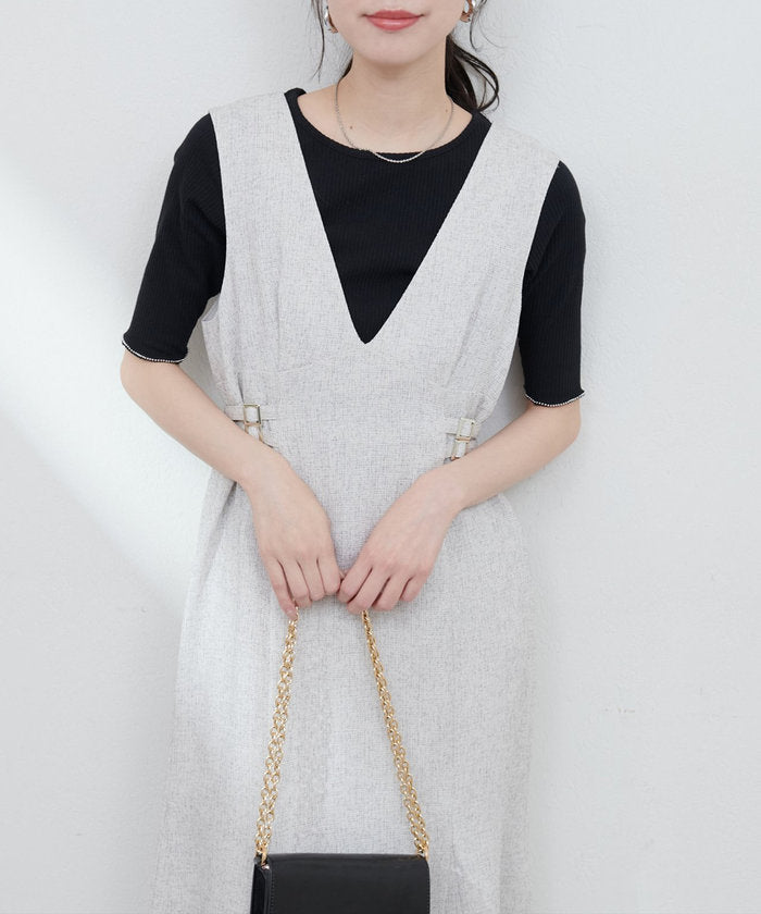 ナイスクラップ NICE CLAUP 【natural couture】ボールトリム細リブカットトップス （RM） RM