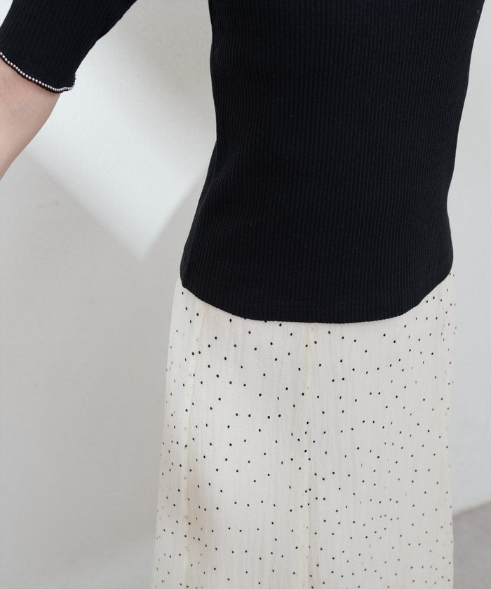 ナイスクラップ NICE CLAUP 【natural couture】ボールトリム細リブカットトップス （RM） RM