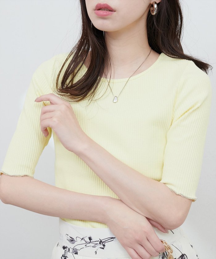 ナイスクラップ NICE CLAUP 【natural couture】ボールトリム細リブカットトップス （RM） RM