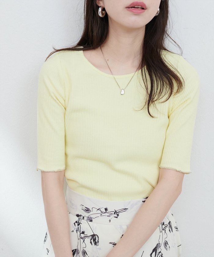 ナイスクラップ NICE CLAUP 【natural couture】ボールトリム細リブカットトップス （RM） RM