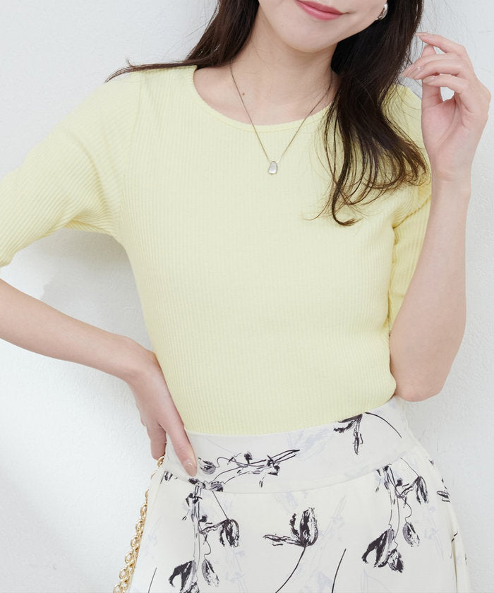ナイスクラップ NICE CLAUP 【natural couture】ボールトリム細リブカットトップス （RM） RM