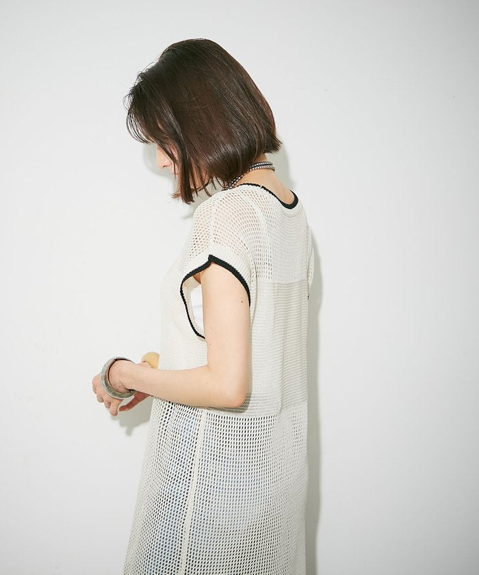 ナイスクラップ NICE CLAUP メッシュ配色ラインワンピース （BR） BR