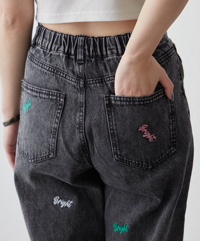 ナイスクラップ NICE CLAUP 【2025 Spring/Summer】ロゴ刺繍デニムパンツ （BK） BK