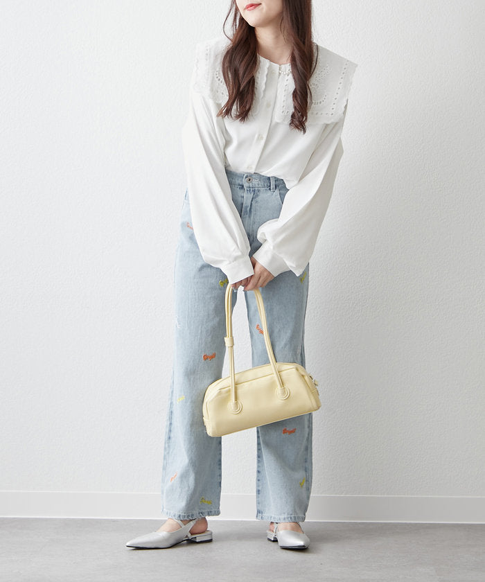 ナイスクラップ NICE CLAUP 【2025 Spring/Summer】ロゴ刺繍デニムパンツ （BK） BK