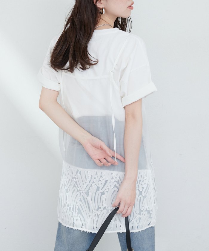 ナイスクラップ NICE CLAUP 【natural couture】立体チュール切替キャミワンピース （BK） BK