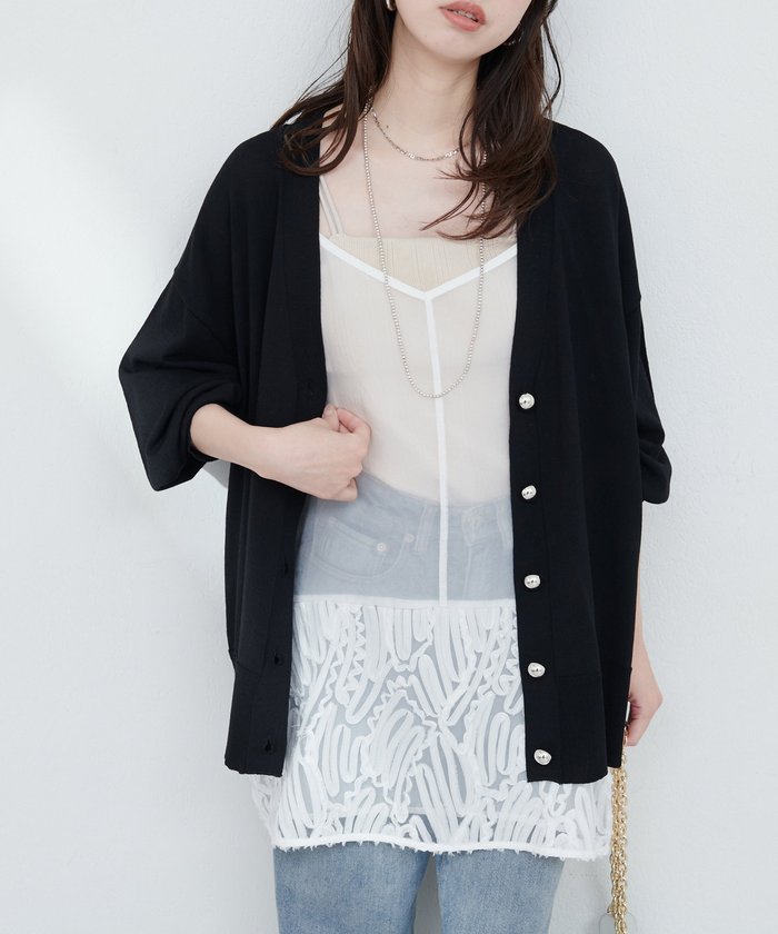 ナイスクラップ NICE CLAUP 【natural couture】立体チュール切替キャミワンピース （BK） BK