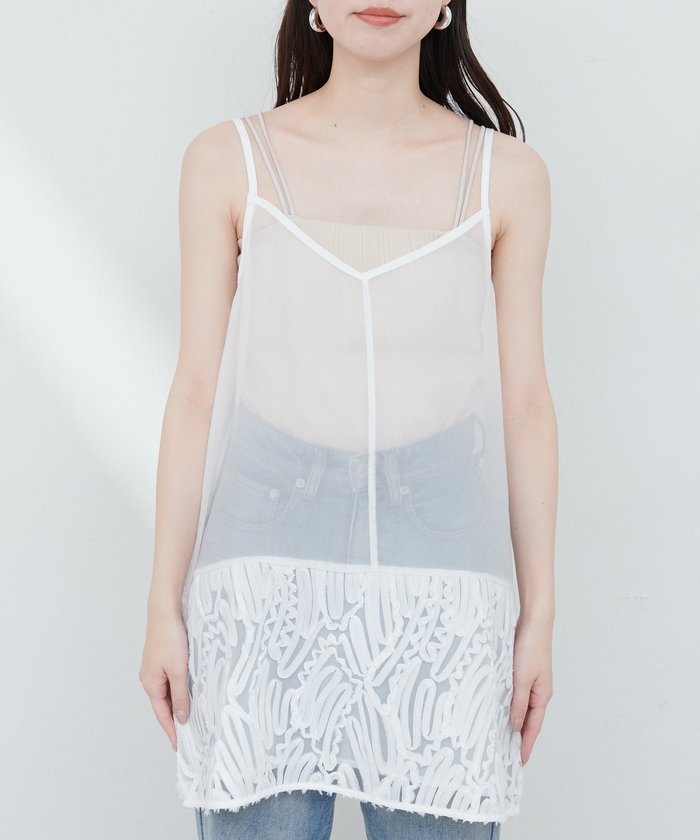ナイスクラップ NICE CLAUP 【natural couture】立体チュール切替キャミワンピース （BK） BK