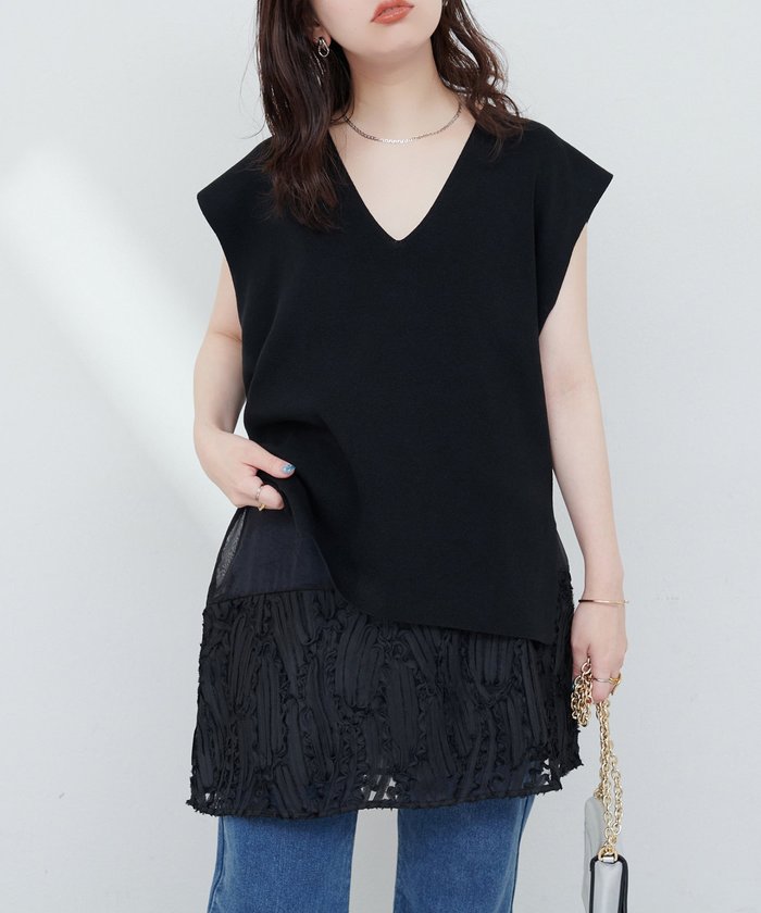 ナイスクラップ NICE CLAUP 【natural couture】立体チュール切替キャミワンピース （BK） BK