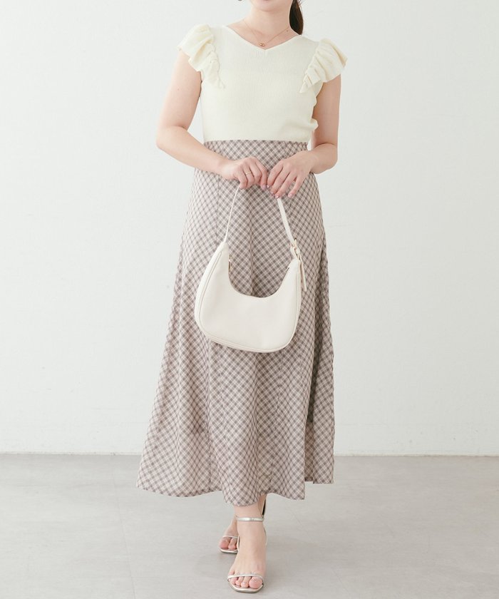 ナイスクラップ NICE CLAUP 【natural couture】フリル袖ニットドッキングワンピー （PK） PK