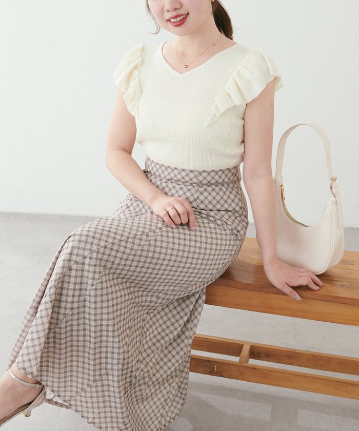 ナイスクラップ NICE CLAUP 【natural couture】フリル袖ニットドッキングワンピー （PK） PK