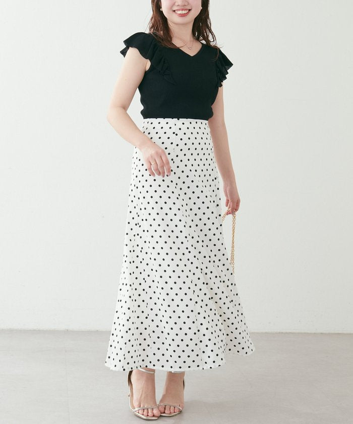 ナイスクラップ NICE CLAUP 【natural couture】フリル袖ニットドッキングワンピー （PK） PK