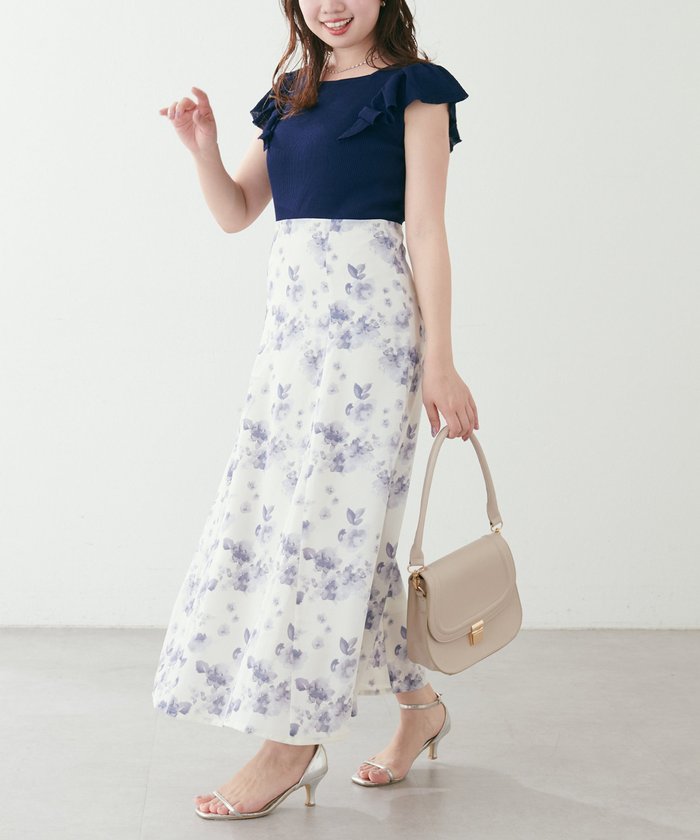 ナイスクラップ NICE CLAUP 【natural couture】フリル袖ニットドッキングワンピー （PK） PK