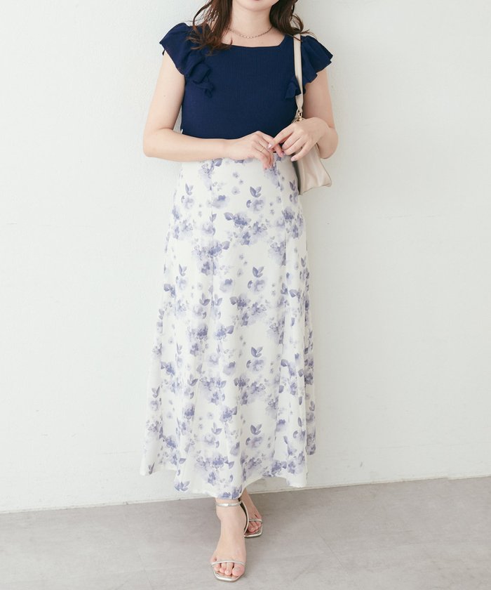 ナイスクラップ NICE CLAUP 【natural couture】フリル袖ニットドッキングワンピー （PK） PK