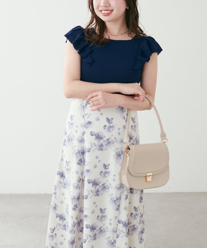 ナイスクラップ NICE CLAUP 【natural couture】フリル袖ニットドッキングワンピー （PK） PK