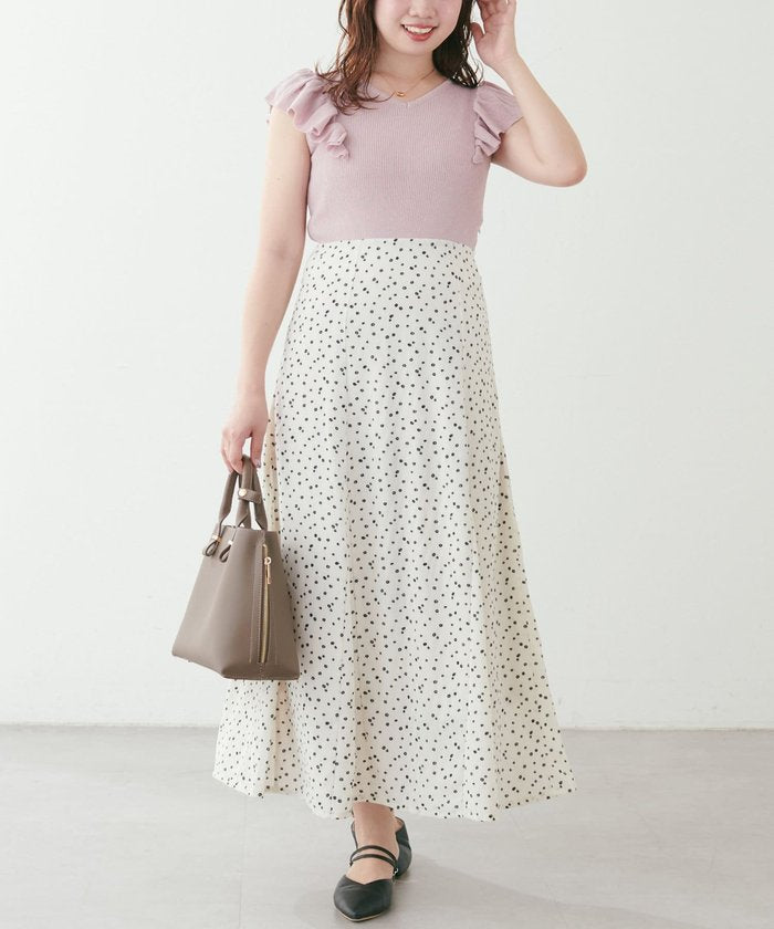 ナイスクラップ NICE CLAUP 【natural couture】フリル袖ニットドッキングワンピー （PK） PK