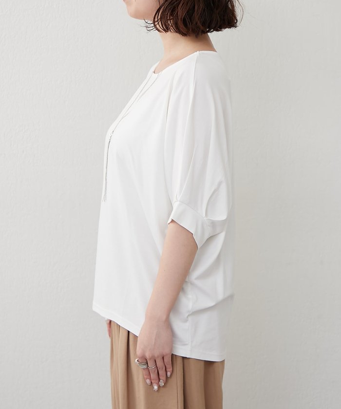 ナイスクラップ NICE CLAUP 【人気シリーズ！】ネックレス刺繍2WAYTシャツ （BR） BR