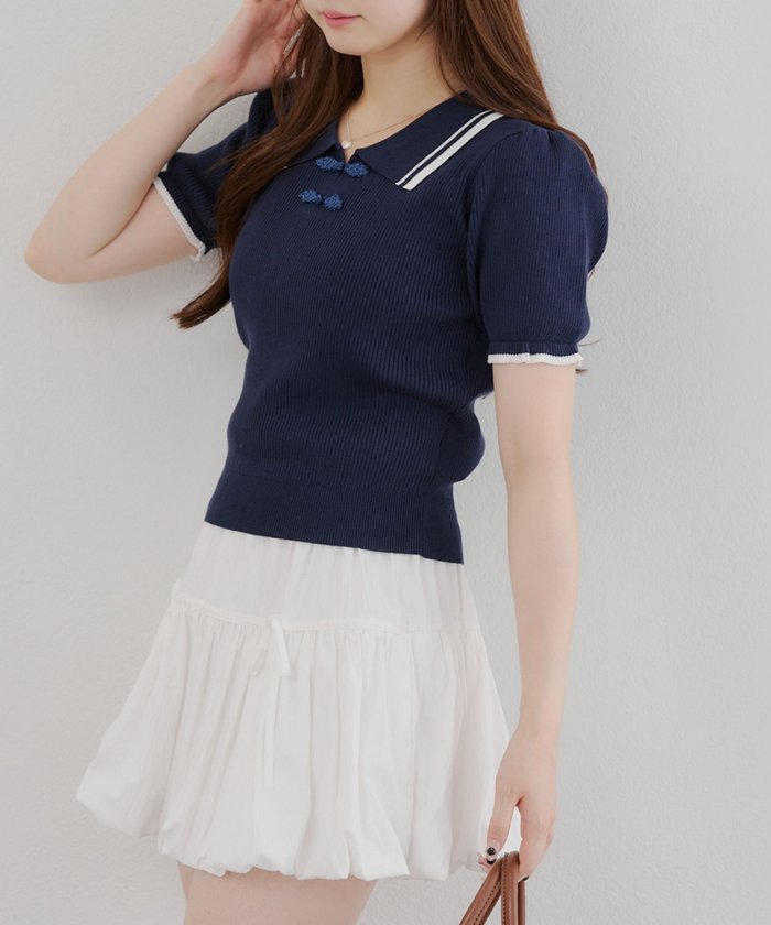 ナイスクラップ NICE CLAUP  2025AW【RMAF】チャイナポロニット （NVY） NVY