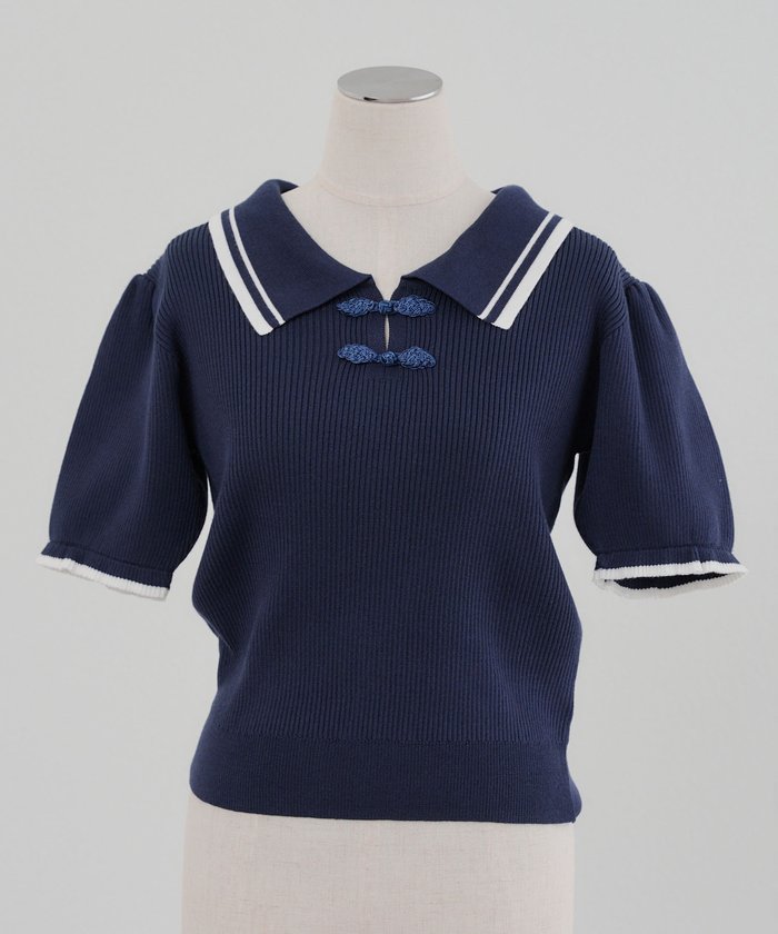 ナイスクラップ NICE CLAUP  2025AW【RMAF】チャイナポロニット （NVY） NVY