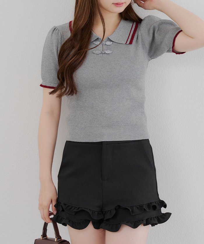 ナイスクラップ NICE CLAUP  2025AW【RMAF】チャイナポロニット （NVY） NVY