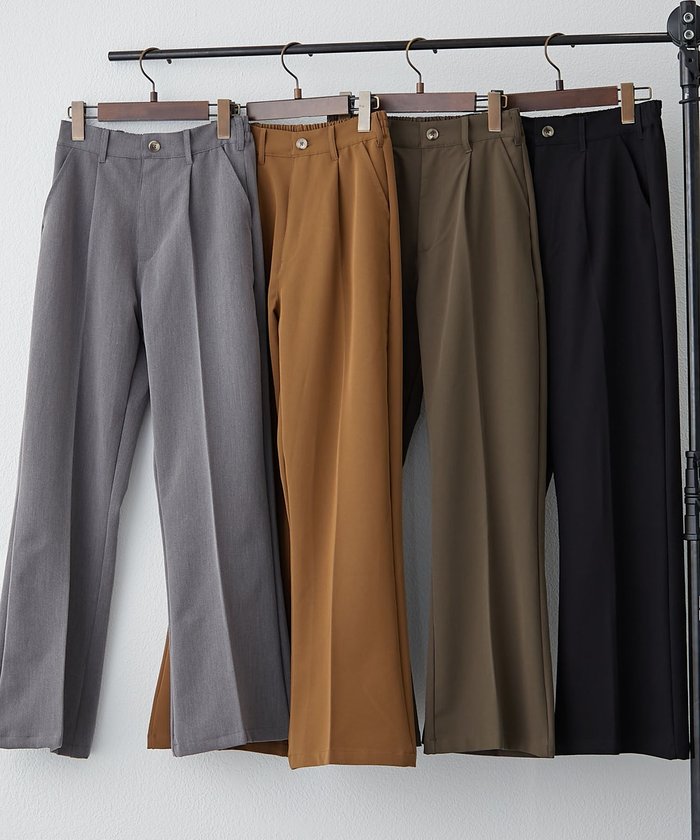 ナイスクラップ NICE CLAUP 【M/Lサイズ展開】美シルエットベーシックフレアパンツ （BK） BK