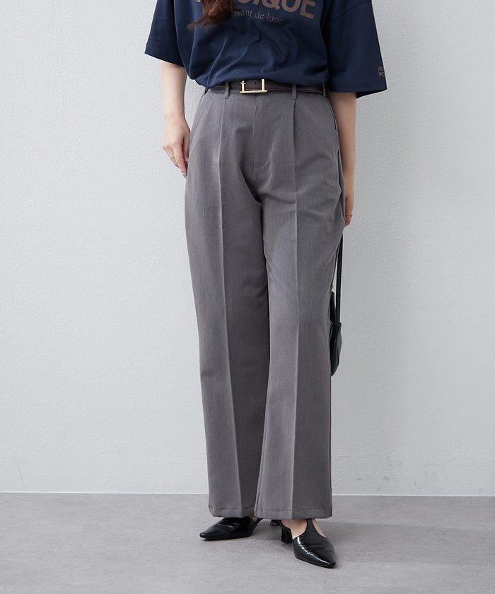 ナイスクラップ NICE CLAUP 【M/Lサイズ展開】美シルエットベーシックフレアパンツ （CGY） CGY