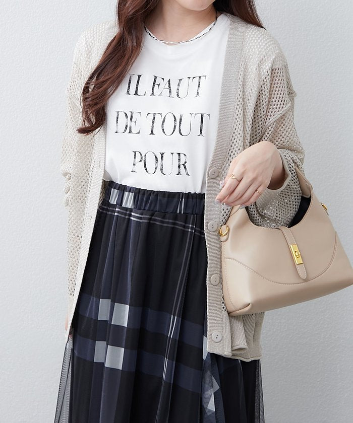 ナイスクラップ NICE CLAUP キラキラロングメッシュカーデ （BE） BE