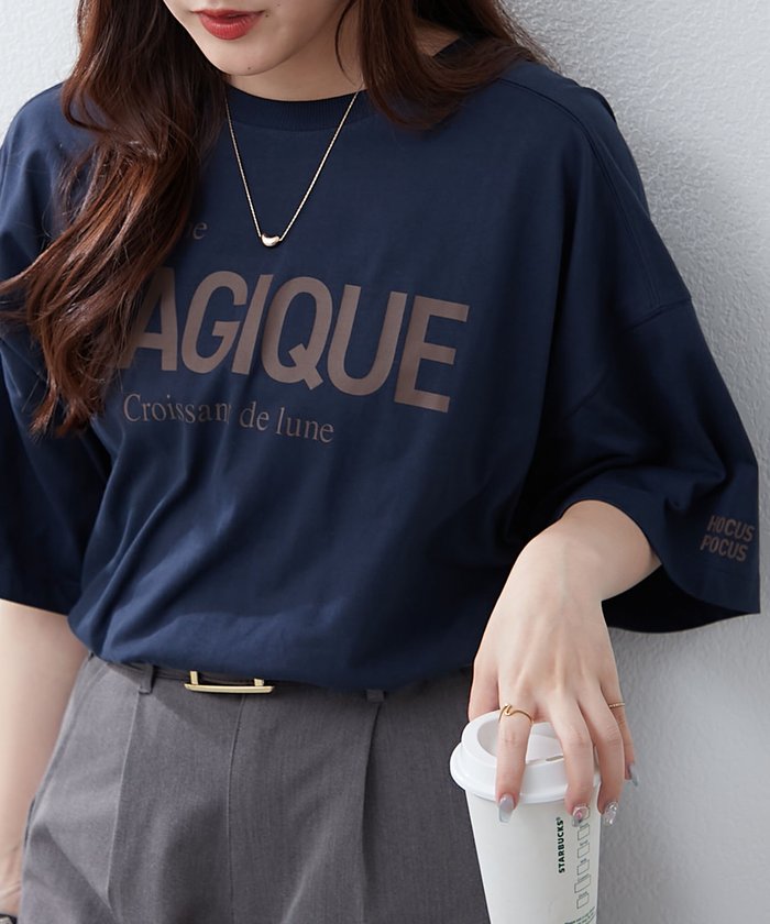 ナイスクラップ NICE CLAUP 《サスティナブル企画》《オーガニックコットン》カレッジロゴT （NVY） NVY