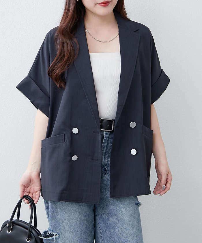 ナイスクラップ NICE CLAUP ドルマンスリーブテーラージャケット （NVY） NVY