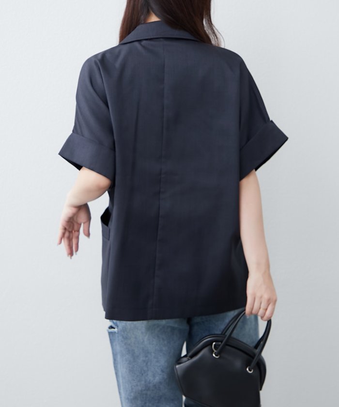 ナイスクラップ NICE CLAUP ドルマンスリーブテーラージャケット （NVY） NVY