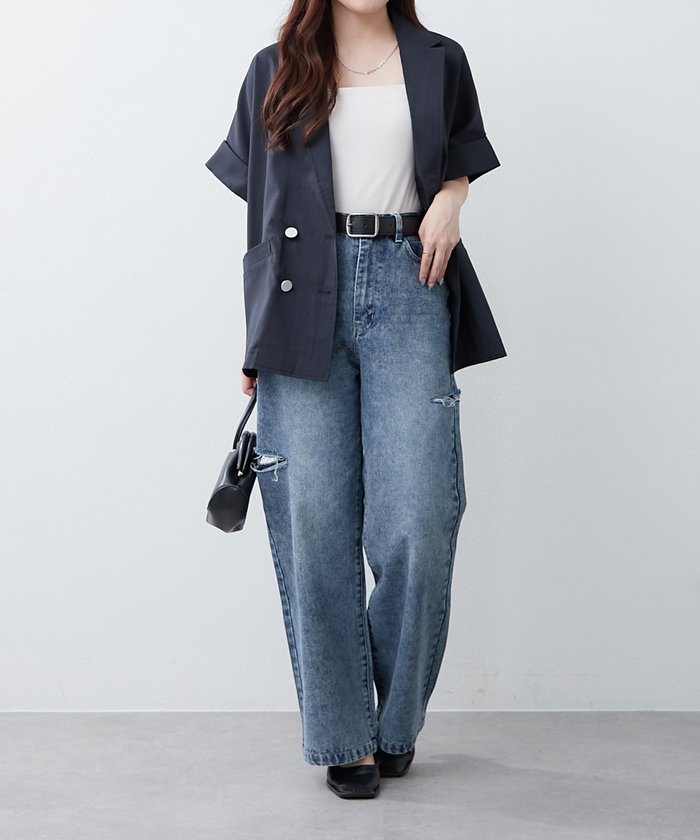 ナイスクラップ NICE CLAUP ドルマンスリーブテーラージャケット （NVY） NVY