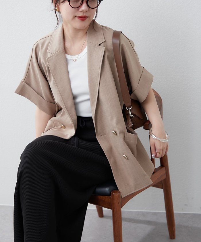 ナイスクラップ NICE CLAUP ドルマンスリーブテーラージャケット （NVY） NVY