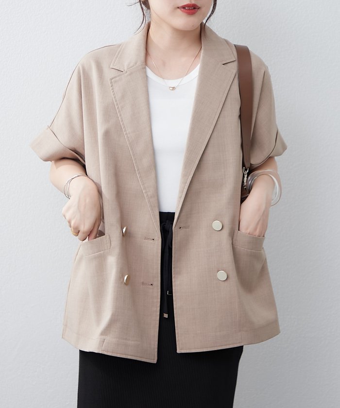 ナイスクラップ NICE CLAUP ドルマンスリーブテーラージャケット （NVY） NVY