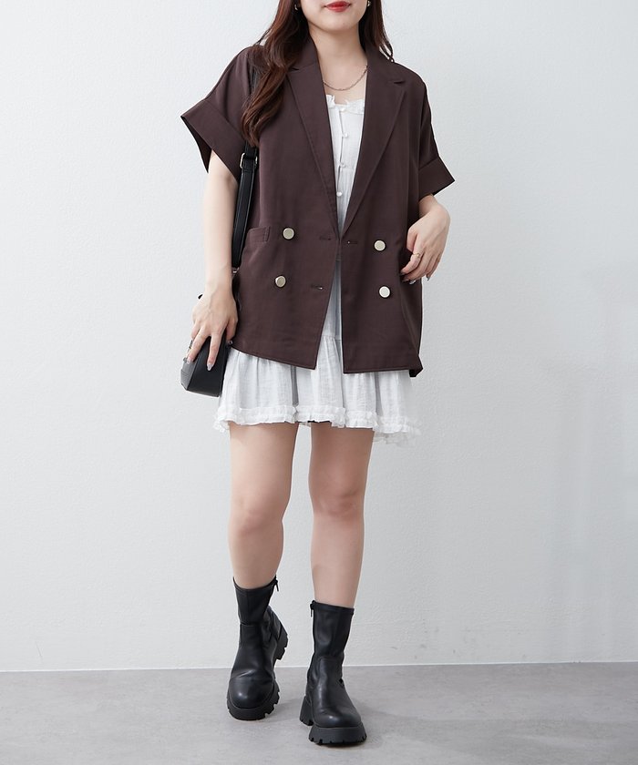 ナイスクラップ NICE CLAUP ドルマンスリーブテーラージャケット （NVY） NVY