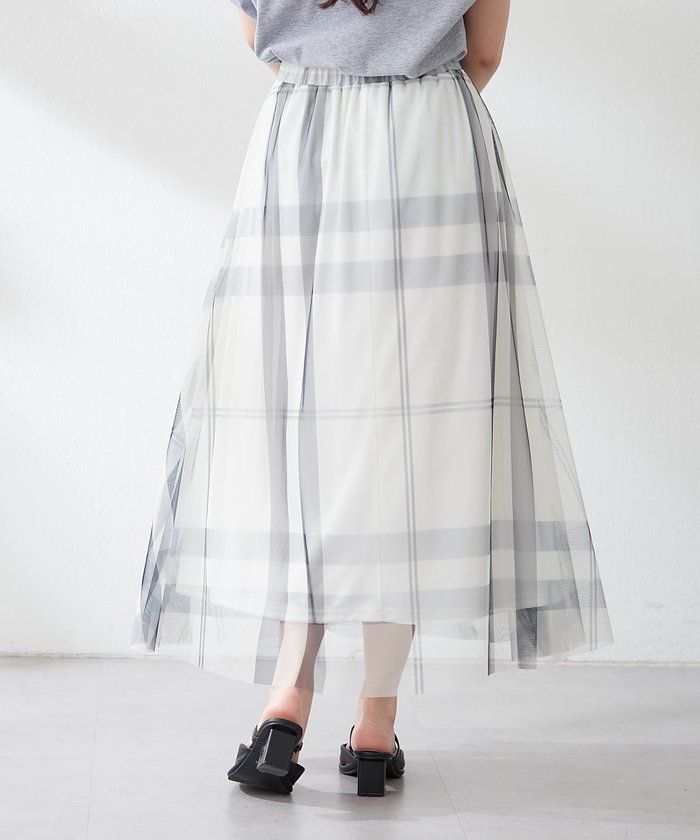 ナイスクラップ NICE CLAUP チュールチェックギャザースカート （IVY） IVY