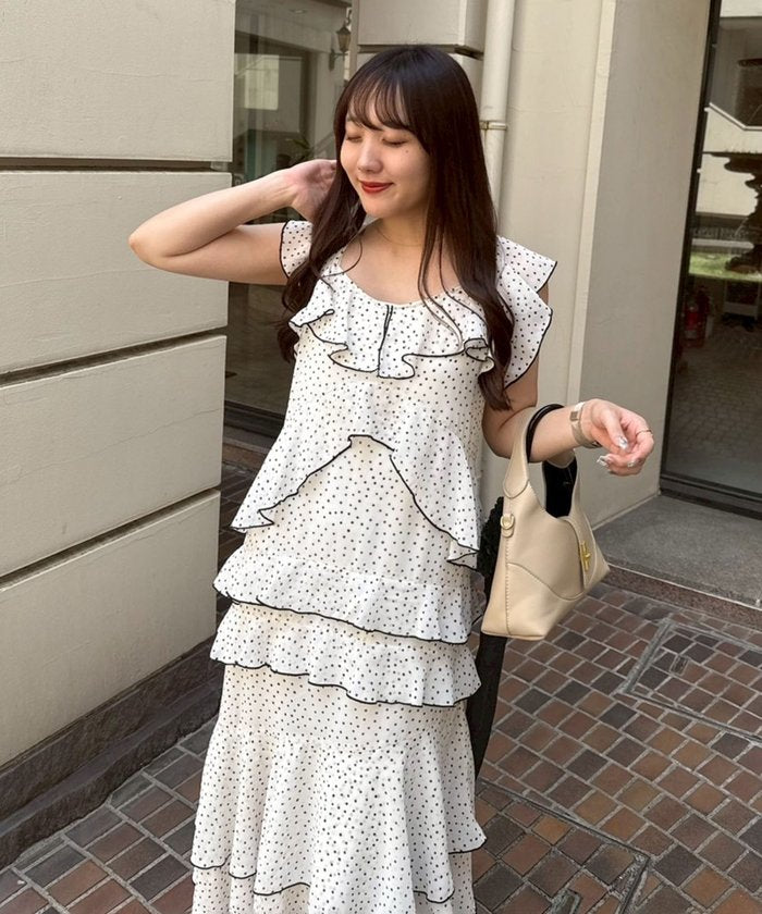ナイスクラップ NICE CLAUP ドットフリルティアードOP （IVY） IVY