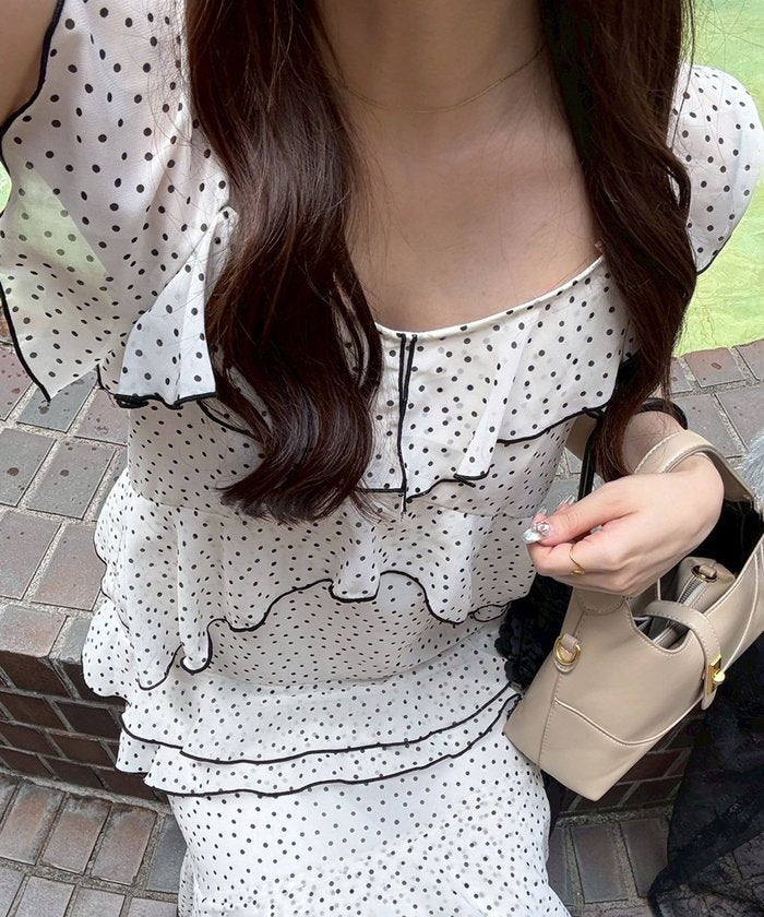 ナイスクラップ NICE CLAUP ドットフリルティアードOP （IVY） IVY