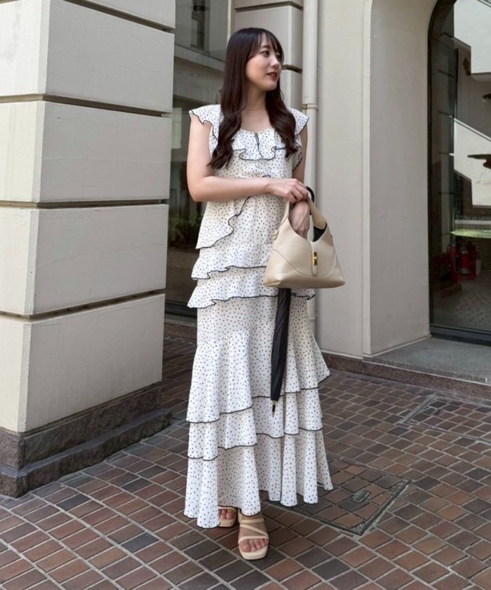 ナイスクラップ NICE CLAUP ドットフリルティアードOP （IVY） IVY