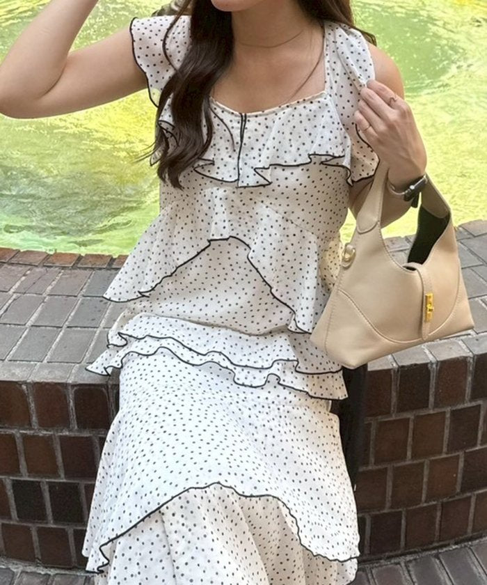 ナイスクラップ NICE CLAUP ドットフリルティアードOP （IVY） IVY