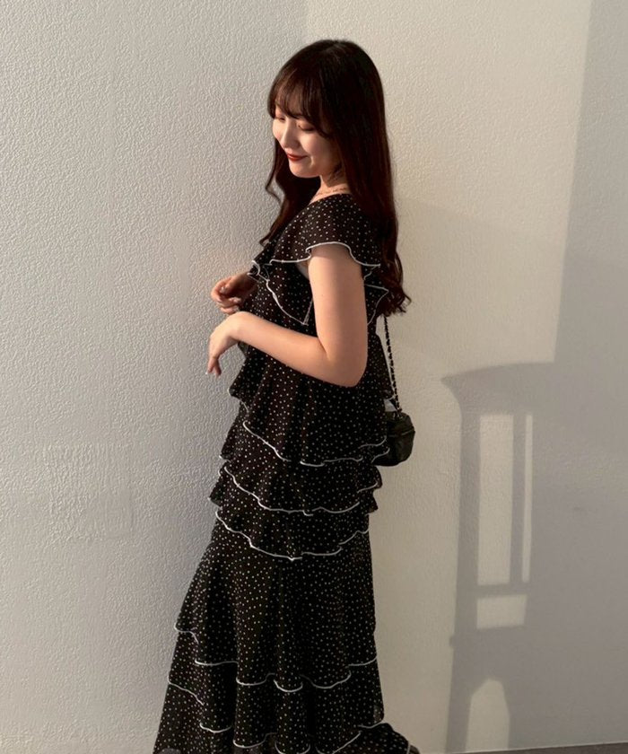 ナイスクラップ NICE CLAUP ドットフリルティアードOP （IVY） IVY