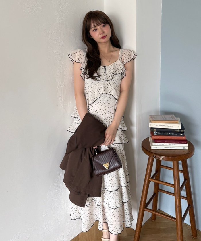 ナイスクラップ NICE CLAUP ドットフリルティアードOP （IVY） IVY
