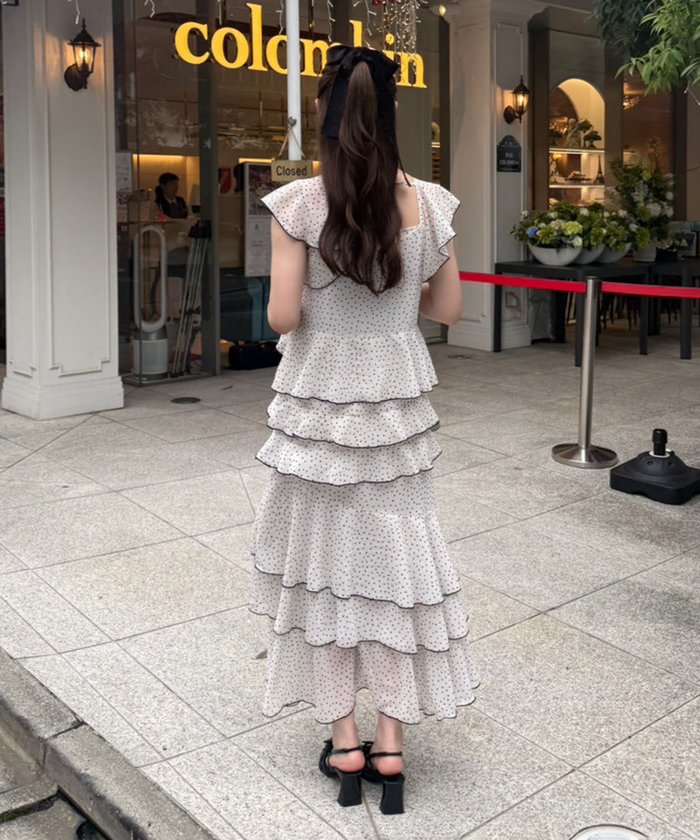 ナイスクラップ NICE CLAUP ドットフリルティアードOP （IVY） IVY