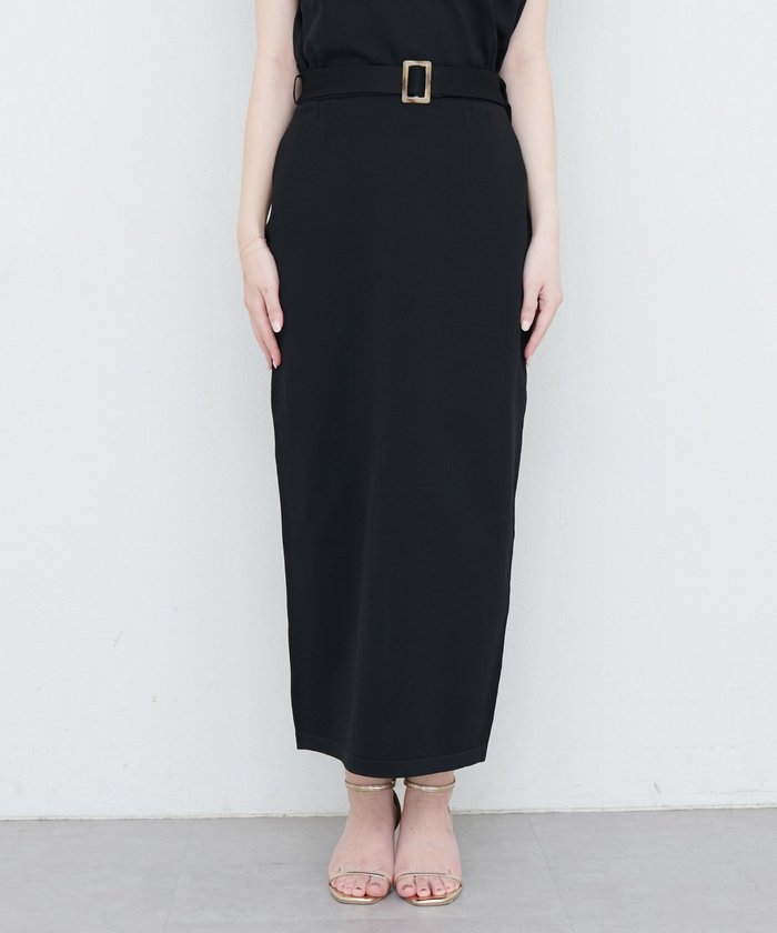 ナイスクラップ NICE CLAUP 【natural couture】セットアップ対応べっこうベルト付きニット （PP） PP