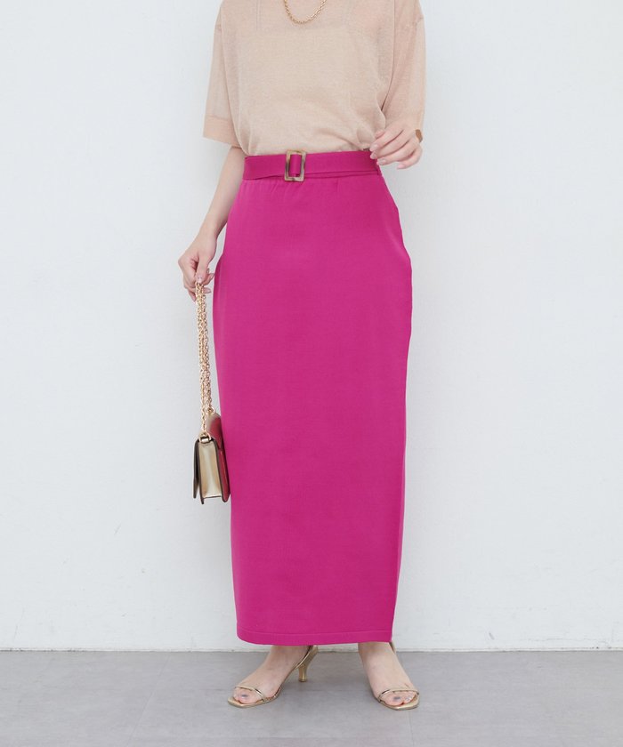 ナイスクラップ NICE CLAUP 【natural couture】セットアップ対応べっこうベルト付きニット （PP） PP
