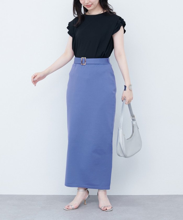 ナイスクラップ NICE CLAUP 【natural couture】セットアップ対応べっこうベルト付きニット （PP） PP