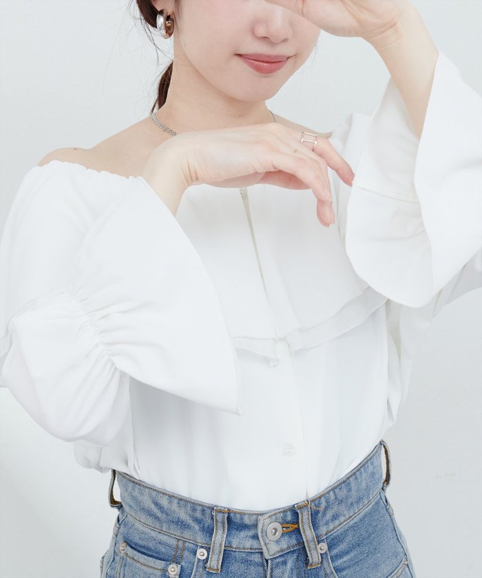 ナイスクラップ NICE CLAUP 【natural couture】マルチWAYフリル衿ブラウス （OFF） OFF