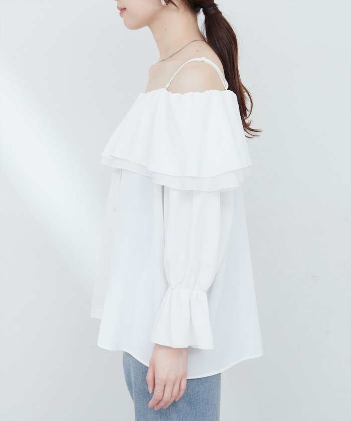 ナイスクラップ NICE CLAUP 【natural couture】マルチWAYフリル衿ブラウス （OFF） OFF