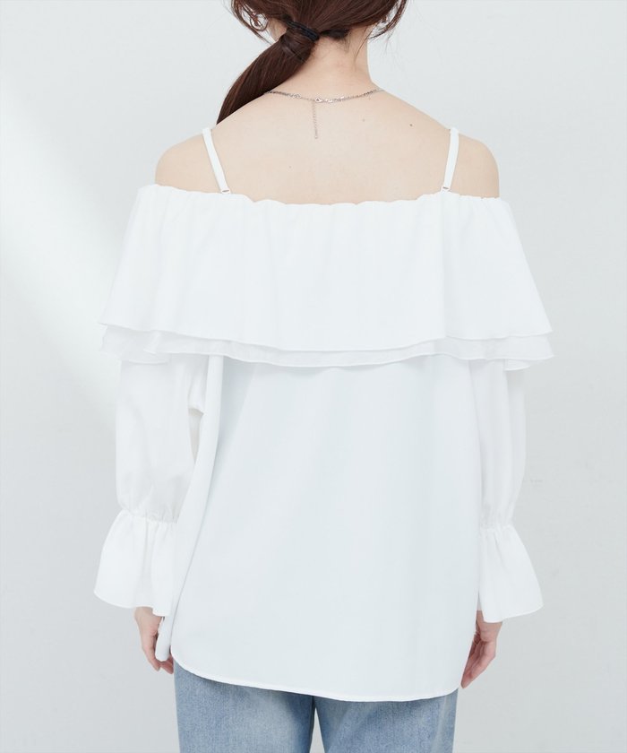 ナイスクラップ NICE CLAUP 【natural couture】マルチWAYフリル衿ブラウス （OFF） OFF